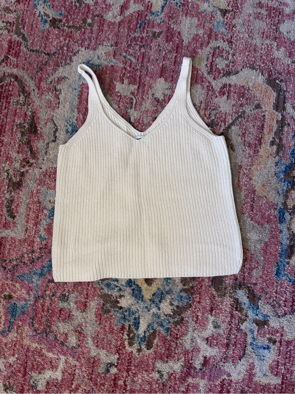 Express x LadyGang Cream Knit V-Neck Sweater Tank